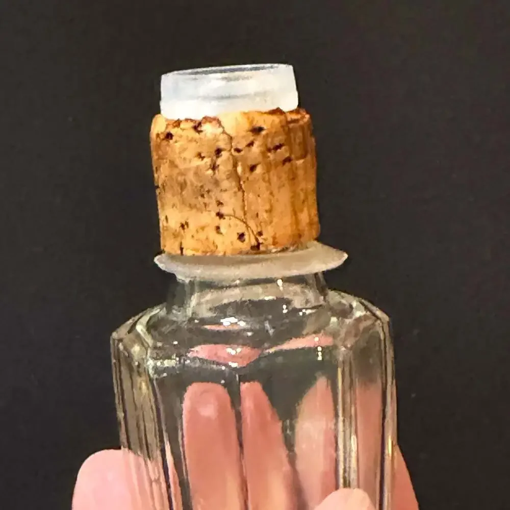 Vintage Octagonal Glass Decanter Bottle with Cork Stopper